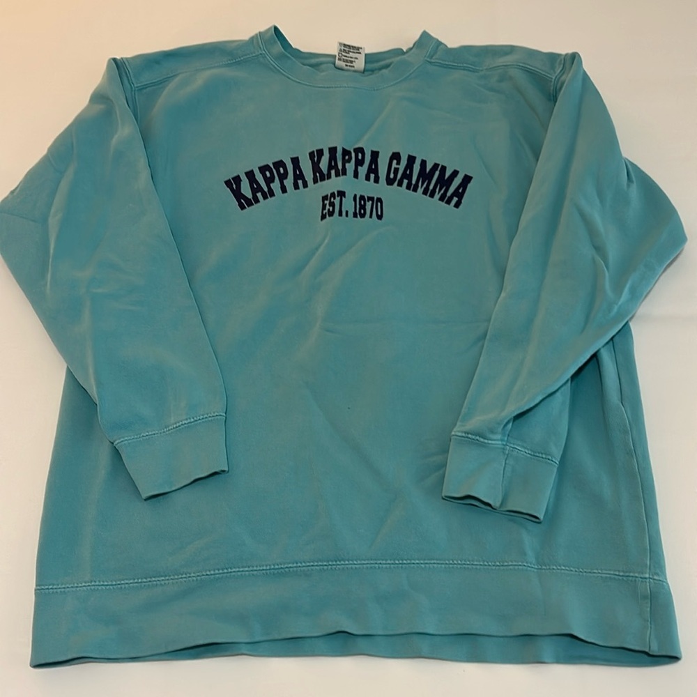 Comfort Colors Kappa Kappa Gamma Crewneck Sweatshirt in Blue Size L